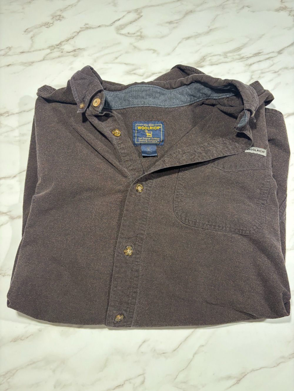 Woolrich Men's Brown Button-Down Casual Shirt